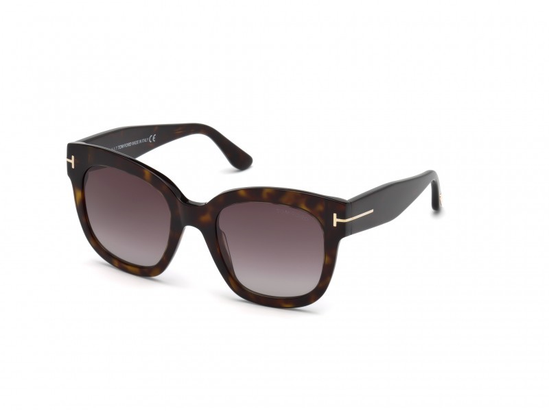 Sunglasses Tom Ford Beatrix-02 FT0613 (52T) color avana scura shape geometric lenses bordeaux grad.