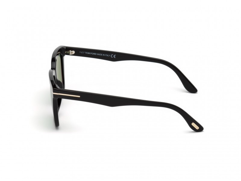 Sonnenbrillen Tom Ford Marco-02 FT0646 (01N) farbe nero lucido form geometrisch gläser verde
