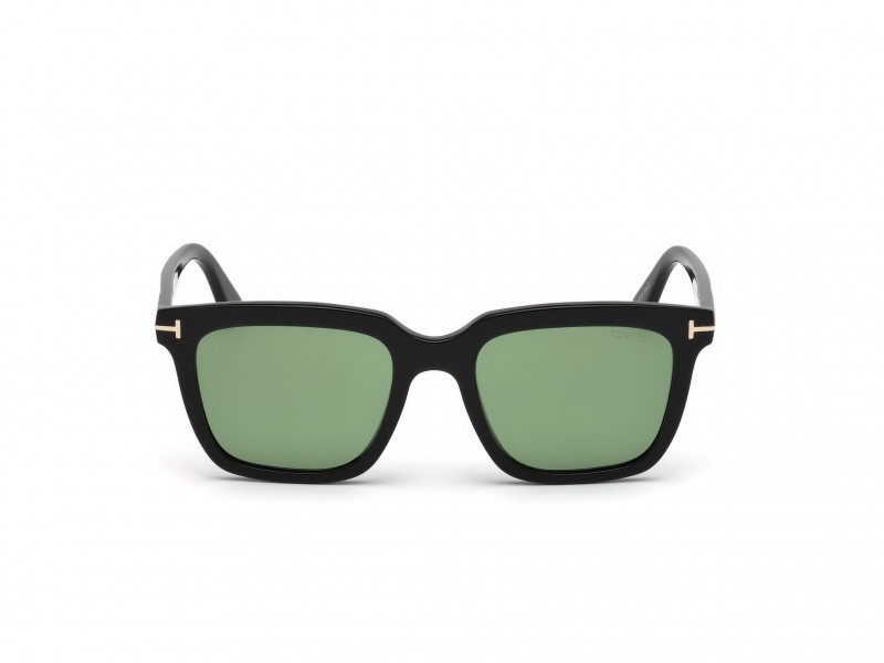 Sonnenbrillen Tom Ford Marco-02 FT0646 (01N) farbe nero lucido form geometrisch gläser verde