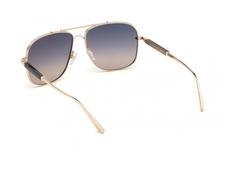 Sunglasses Tom Ford Jude FT0669 (28B) color oro rosé lucido shape geometric lenses fumo grad.