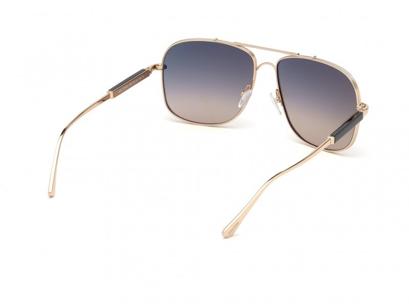 Sunglasses Tom Ford Jude FT0669 (28B) color oro rosé lucido shape geometric lenses fumo grad.