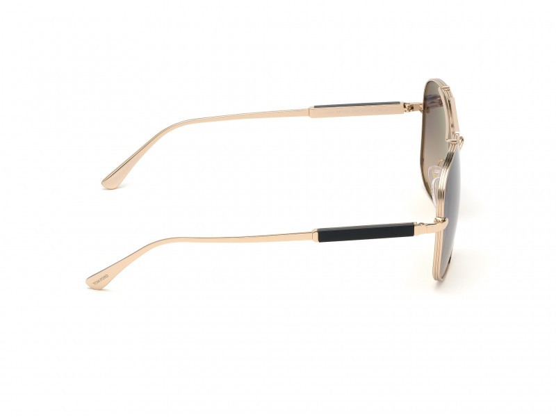 Sunglasses Tom Ford Jude FT0669 (28B) color oro rosé lucido shape geometric lenses fumo grad.