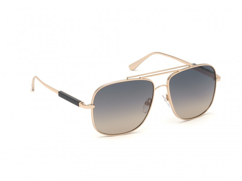 Sunglasses Tom Ford Jude FT0669 (28B) color oro rosé lucido shape geometric lenses fumo grad.