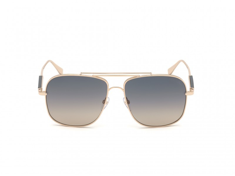 Sunglasses Tom Ford Jude FT0669 (28B) color oro rosé lucido shape geometric lenses fumo grad.