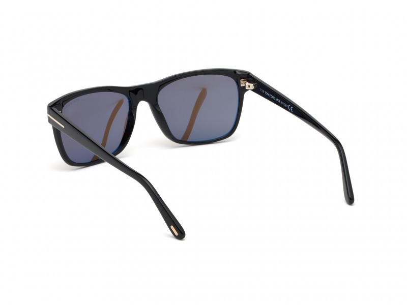 Sunglasses Tom Ford Giulio FT0698 (01J) color nero lucido shape geometric lenses roviex