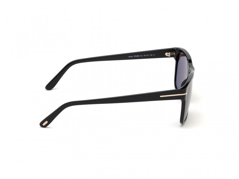 Sunglasses Tom Ford Giulio FT0698 (01J) color nero lucido shape geometric lenses roviex