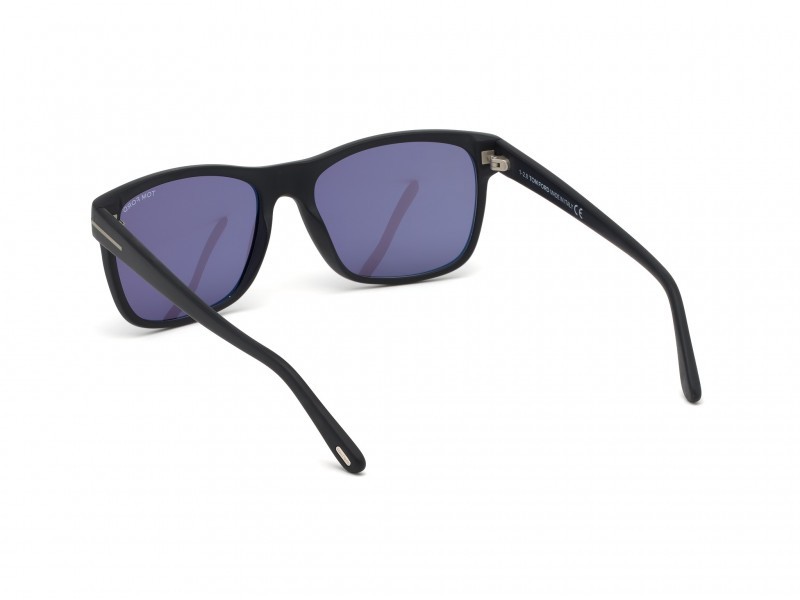 Sunglasses Tom Ford Giulio FT0698 (02V) color nero opaco shape geometric lenses blu