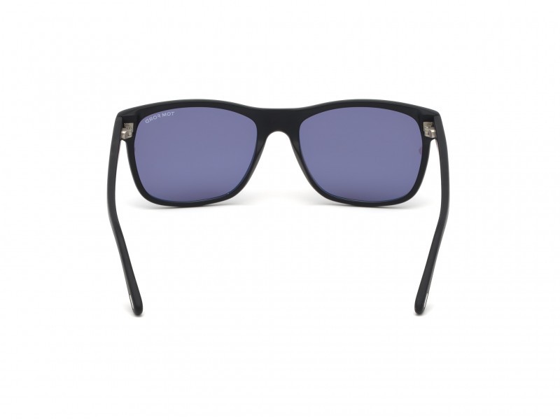 Sunglasses Tom Ford Giulio FT0698 (02V) color nero opaco shape geometric lenses blu