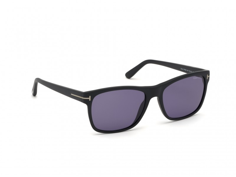 Sunglasses Tom Ford Giulio FT0698 (02V) color nero opaco shape geometric lenses blu