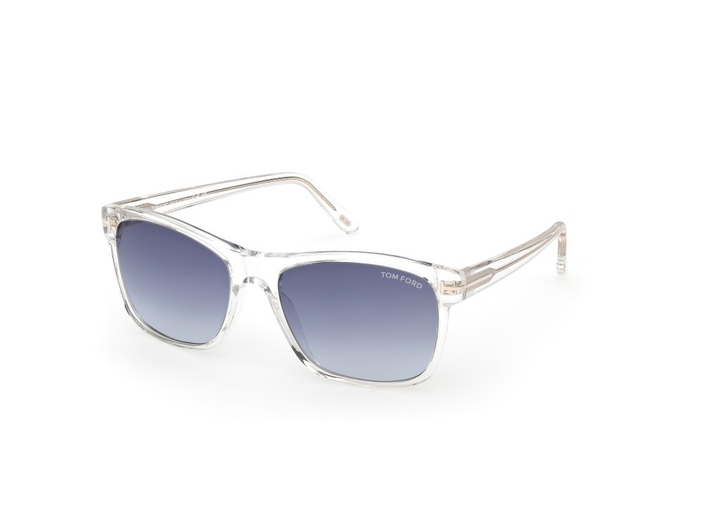 Sunglasses Tom Ford Giulio FT0698 (26W) color cristallo  shape geometric lenses blu sfumato