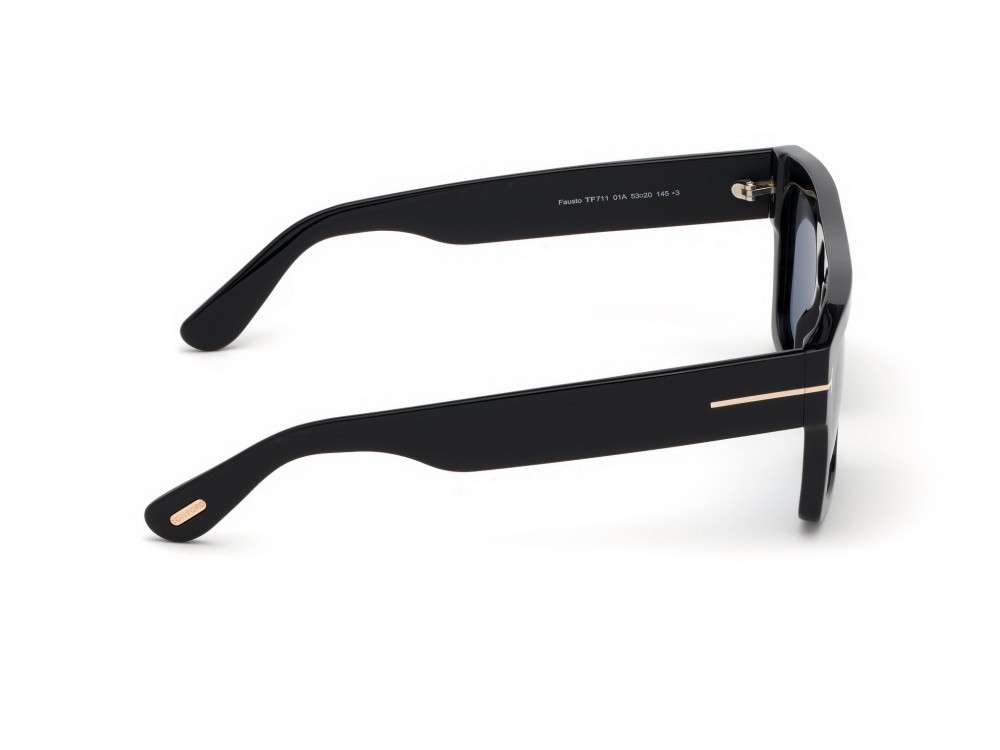 Sunglasses Tom Ford Fausto FT0711 (01A) color nero lucido  shape geometric lenses fumo