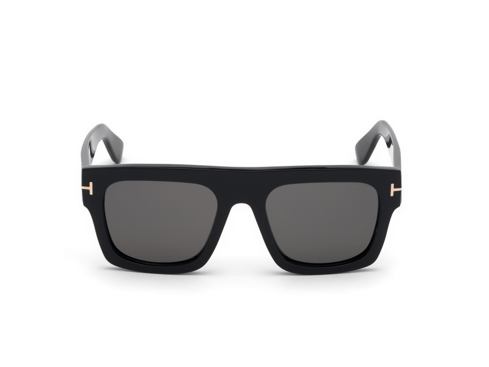 Sunglasses Tom Ford Fausto FT0711 (01A) color nero lucido  shape geometric lenses fumo