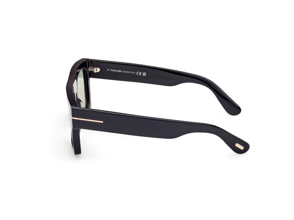 Occhiali da sole Tom Ford Fausto FT0711 (01N) colore nero lucido  forma geometrico lenti verde