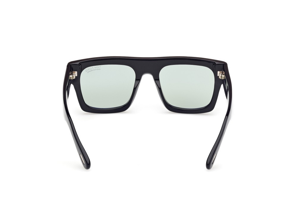 Occhiali da sole Tom Ford Fausto FT0711 (01N) colore nero lucido  forma geometrico lenti verde