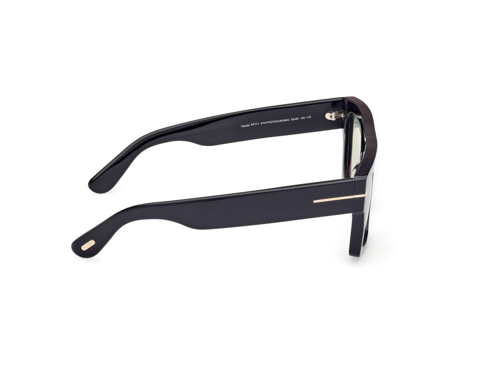 Occhiali da sole Tom Ford Fausto FT0711 (01N) colore nero lucido  forma geometrico lenti verde