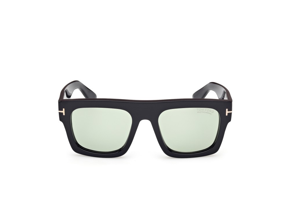 Occhiali da sole Tom Ford Fausto FT0711 (01N) colore nero lucido  forma geometrico lenti verde
