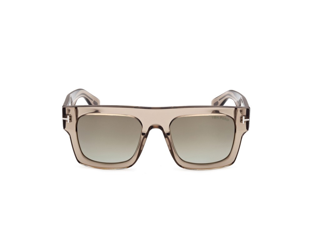 Sunglasses Tom Ford Fausto FT0711 (47Q) color marrone chiaro / altri shape geometric lenses verde specchiato
