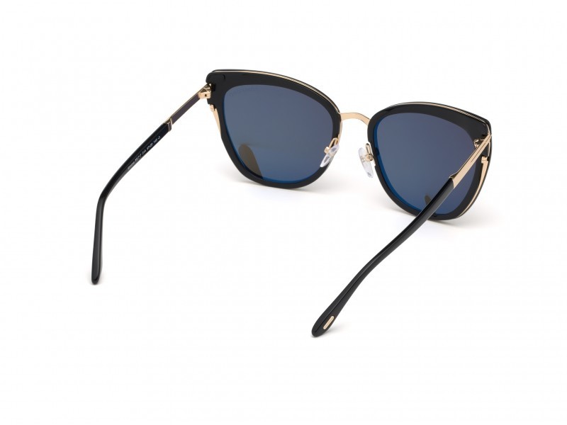 Sonnenbrillen Tom Ford Simona FT0717 (01A) farbe nero lucido form schmetterling gläser fumo 