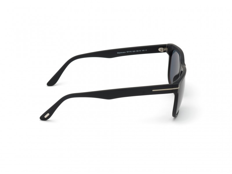 Sonnenbrillen Tom Ford Stephenson FT0775 (02N) farbe nero opaco form quadratisch gläser verde