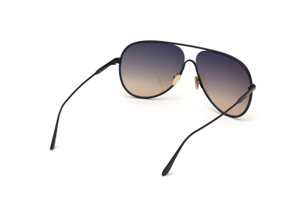 Sonnenbrillen Tom Ford Alec FT0824 (01B) farbe nero lucido form aviator gläser fumo grad.