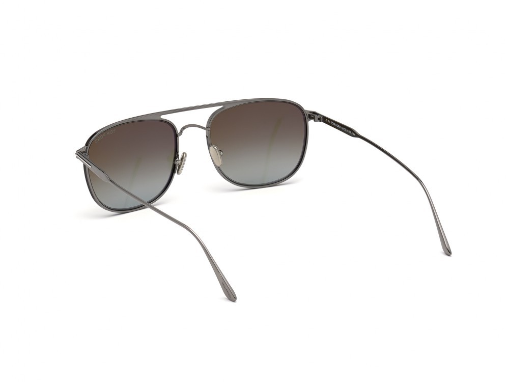 Sonnenbrillen Tom Ford Jake FT0827 (12Q) farbe rutenio scuro lucido form navigator gläser verde specchiato