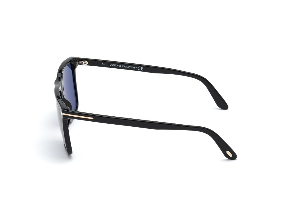 Occhiali da sole Tom Ford Fletcher FT0832 (01V) colore nero lucido  forma quadrato lenti blu