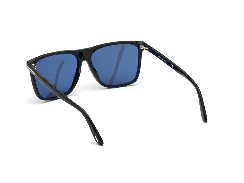 Occhiali da sole Tom Ford Fletcher FT0832 (01V) colore nero lucido  forma quadrato lenti blu