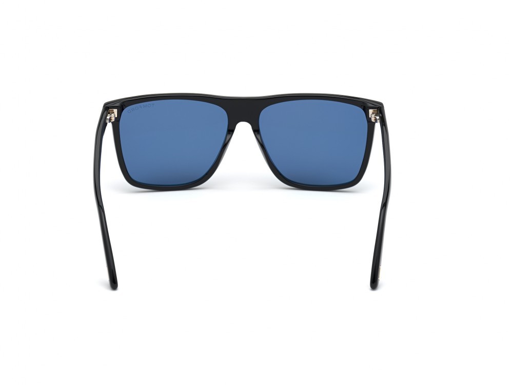 Occhiali da sole Tom Ford Fletcher FT0832 (01V) colore nero lucido  forma quadrato lenti blu