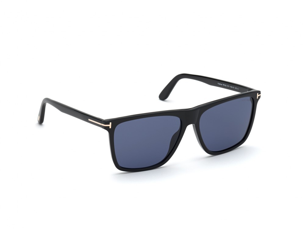 Occhiali da sole Tom Ford Fletcher FT0832 (01V) colore nero lucido  forma quadrato lenti blu