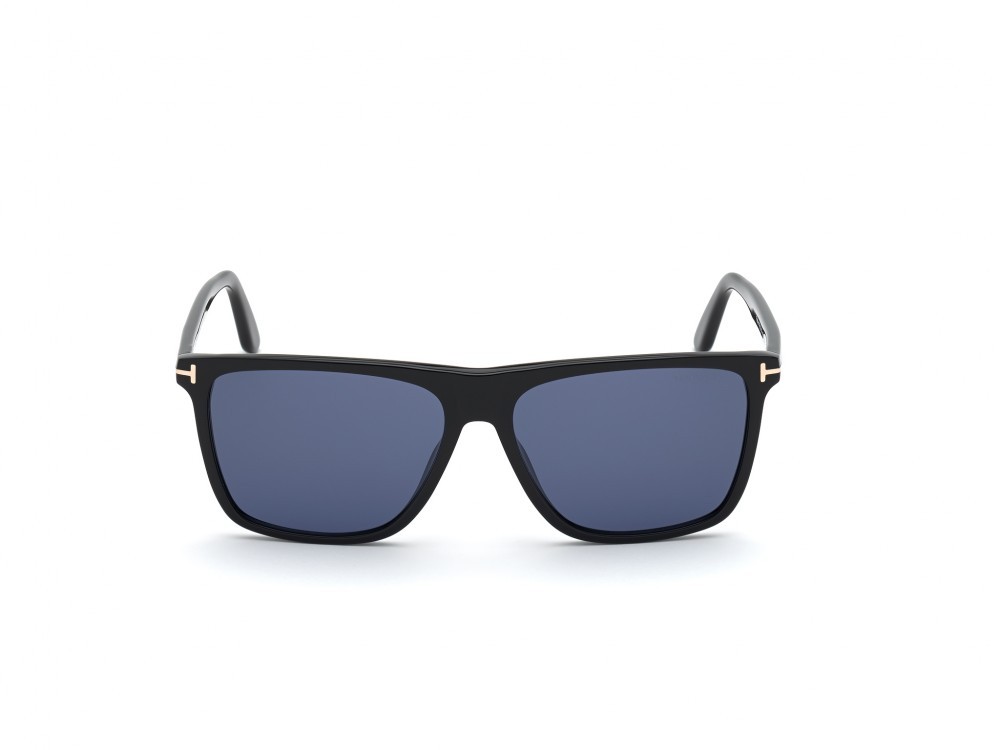 Occhiali da sole Tom Ford Fletcher FT0832 (01V) colore nero lucido  forma quadrato lenti blu