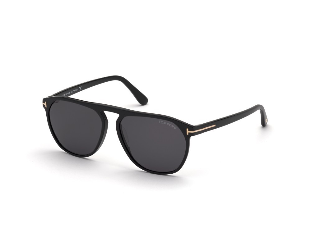 Sonnenbrillen Tom Ford Jasper-02 FT0835 (01A) farbe nero lucido  form rund gläser fumo 