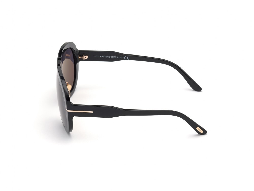 Occhiali da sole Tom Ford Troy FT0836 (01A) colore nero lucido forma aviator lenti fumo 
