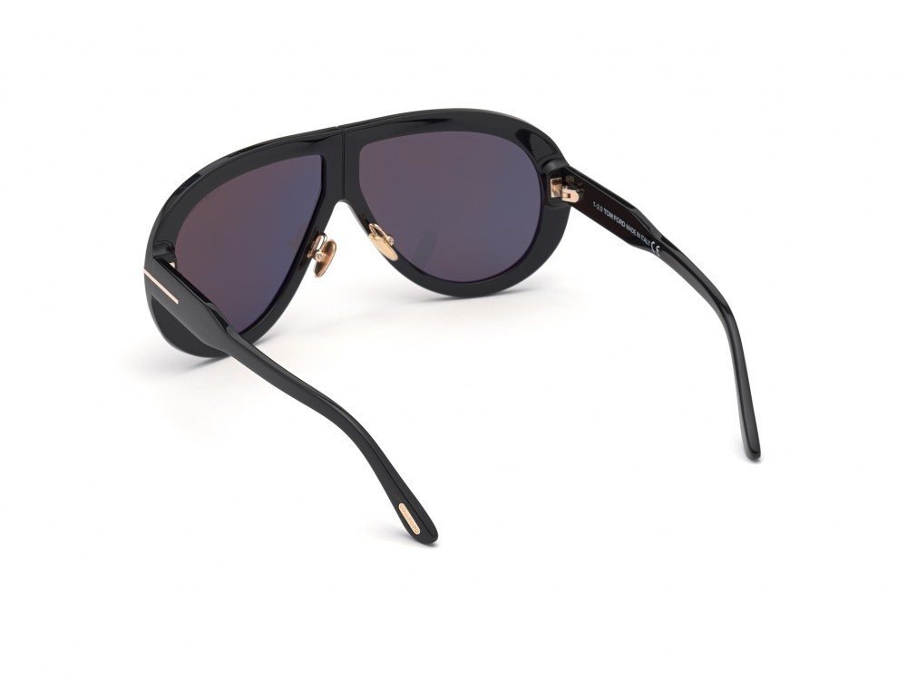 Occhiali da sole Tom Ford Troy FT0836 (01A) colore nero lucido forma aviator lenti fumo 