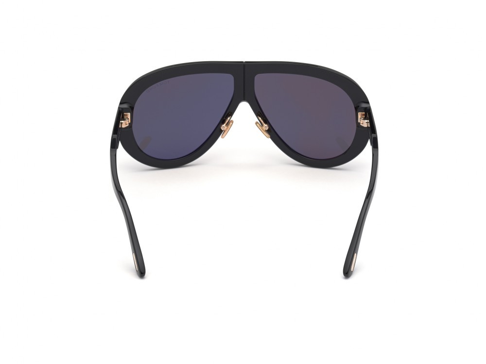 Occhiali da sole Tom Ford Troy FT0836 (01A) colore nero lucido forma aviator lenti fumo 