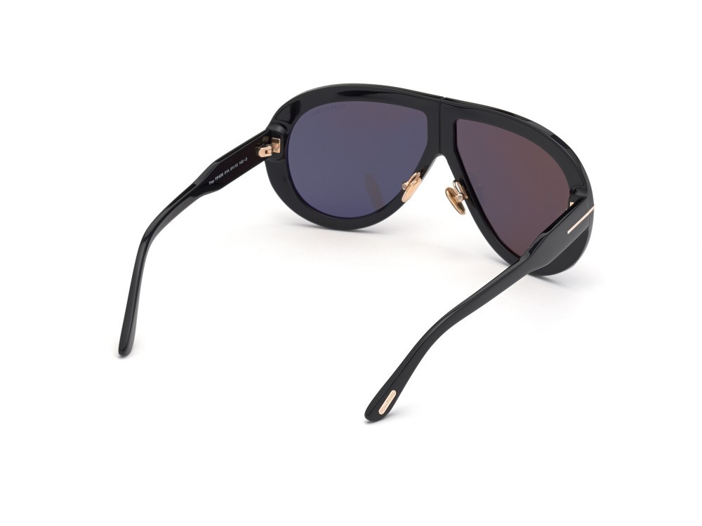 Occhiali da sole Tom Ford Troy FT0836 (01A) colore nero lucido forma aviator lenti fumo 
