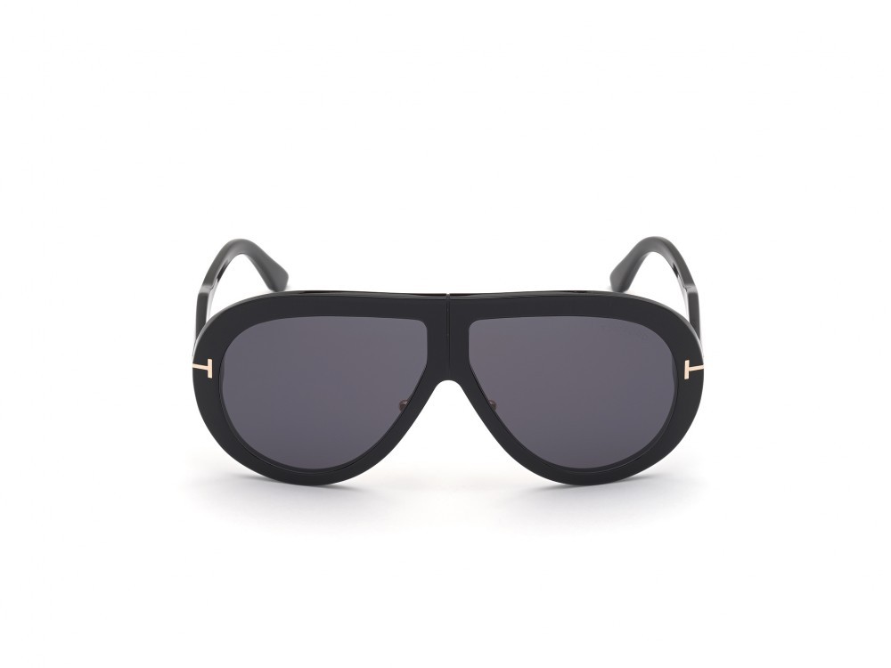 Occhiali da sole Tom Ford Troy FT0836 (01A) colore nero lucido forma aviator lenti fumo 