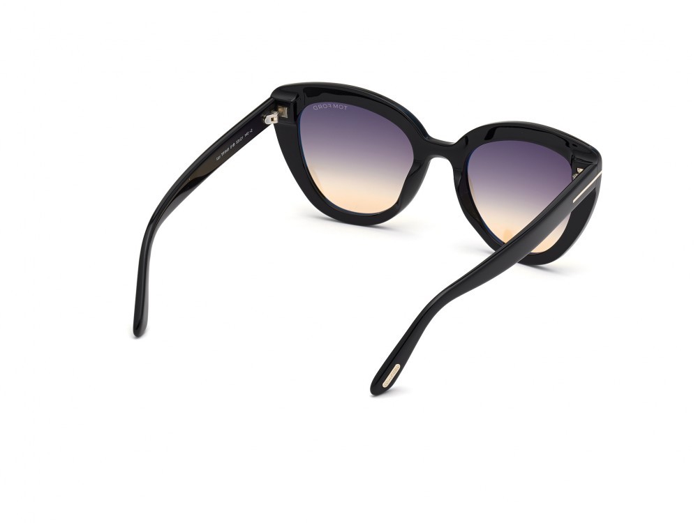Sonnenbrillen Tom Ford Izzi FT0845 (01B) farbe nero lucido  form cat-eye gläser fumo grad.