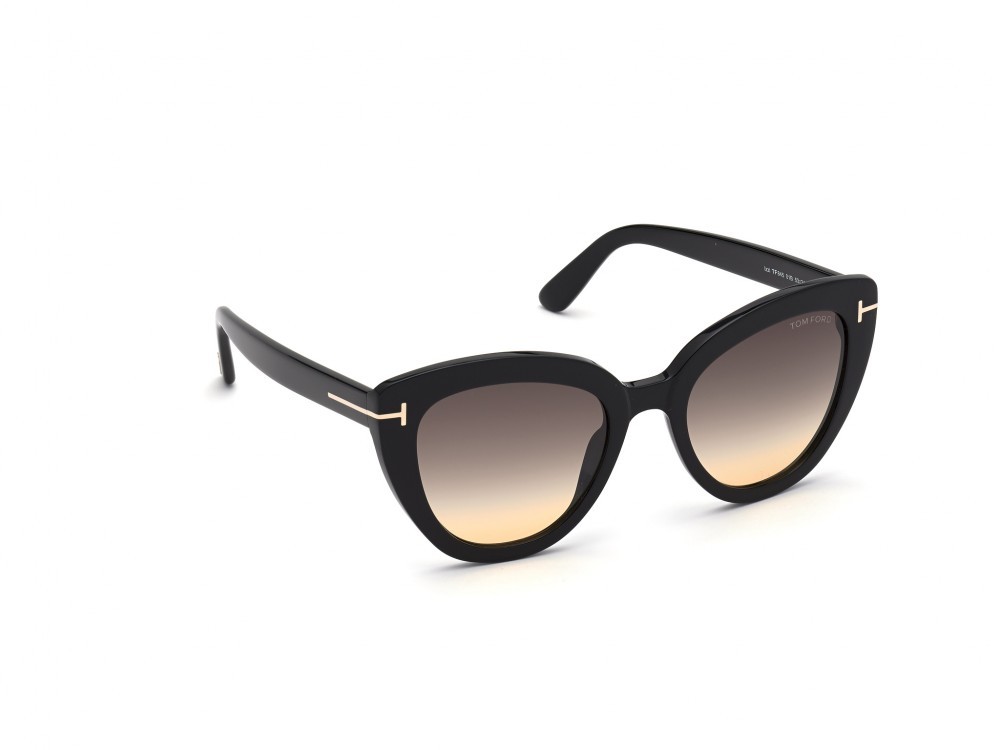 Sonnenbrillen Tom Ford Izzi FT0845 (01B) farbe nero lucido  form cat-eye gläser fumo grad.