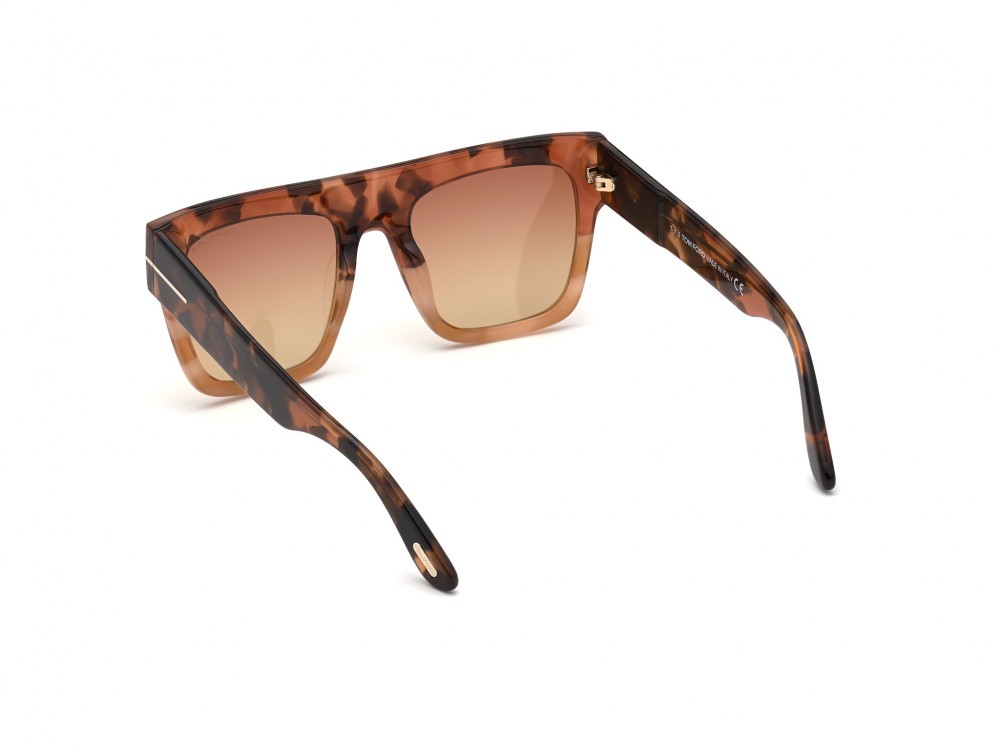 Sonnenbrillen Tom Ford Renee FT0847 (56T) farbe avana / altro form quadratisch gläser bordeaux grad.