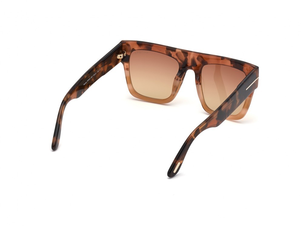 Sonnenbrillen Tom Ford Renee FT0847 (56T) farbe avana / altro form quadratisch gläser bordeaux grad.