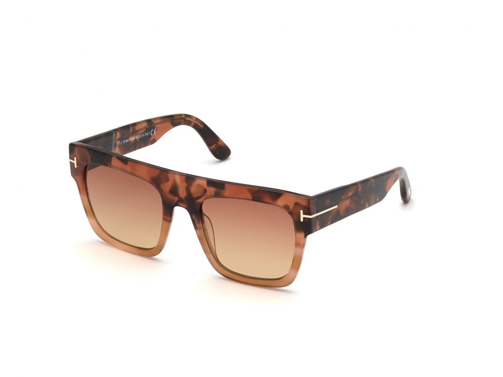 Sonnenbrillen Tom Ford Renee FT0847 (56T) farbe avana / altro form quadratisch gläser bordeaux grad.