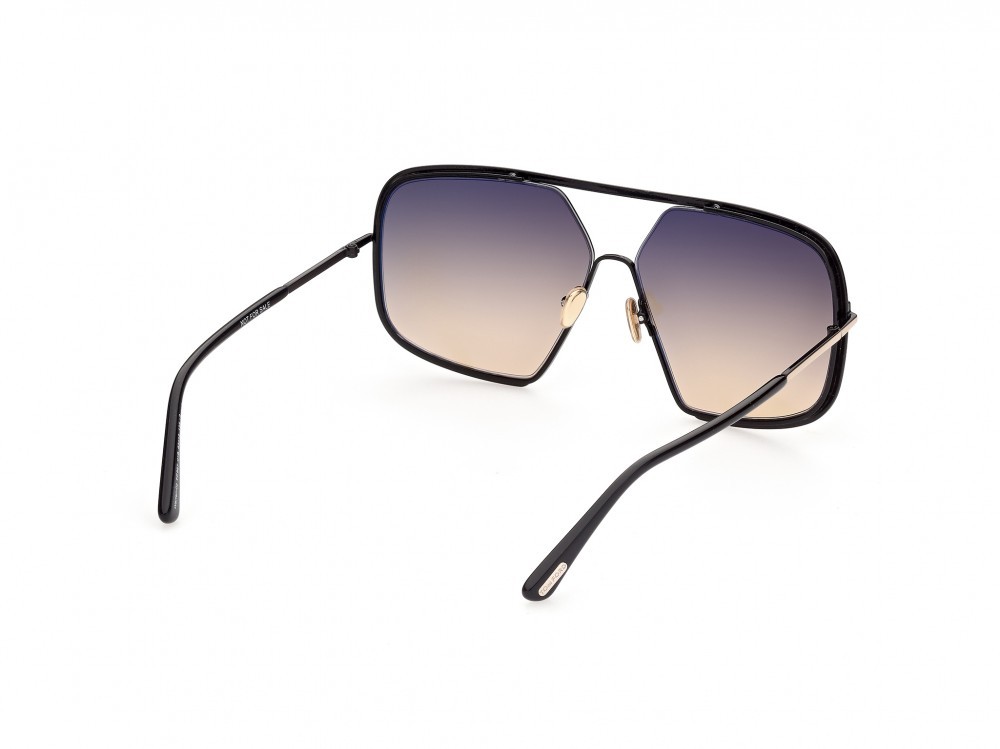 Sonnenbrillen Tom Ford Warren-02 FT0867 (01B) farbe nero lucido form quadratisch gläser fumo grad.
