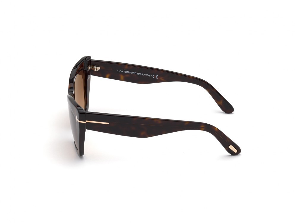 Sonnenbrillen Tom Ford Wyatt FT0871 (52F) farbe avana scura form cat-eye gläser marrone grad.