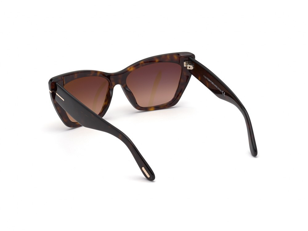 Sonnenbrillen Tom Ford Wyatt FT0871 (52F) farbe avana scura form cat-eye gläser marrone grad.