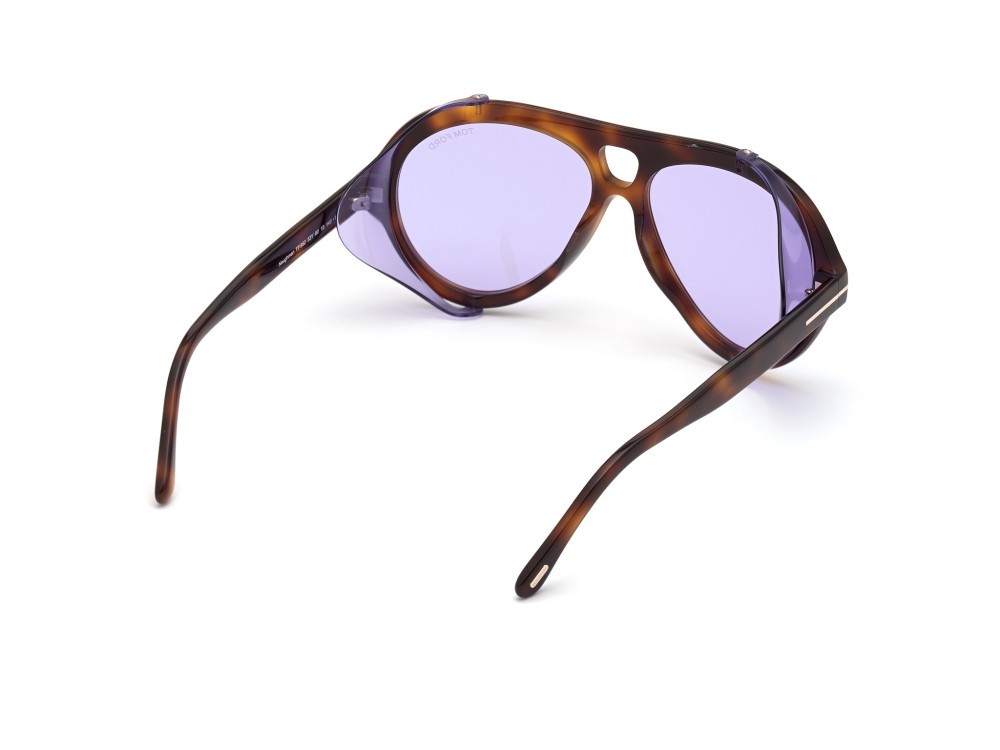 Sonnenbrillen Tom Ford Neughman FT0882 (53Y) farbe avana bionda form aviator gläser viola