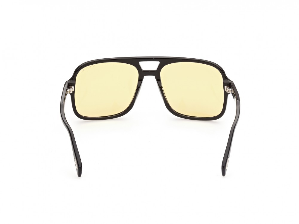 Sunglasses Tom Ford Falconer-02 FT0884 (01E) color nero lucido shape navigator lenses marrone 