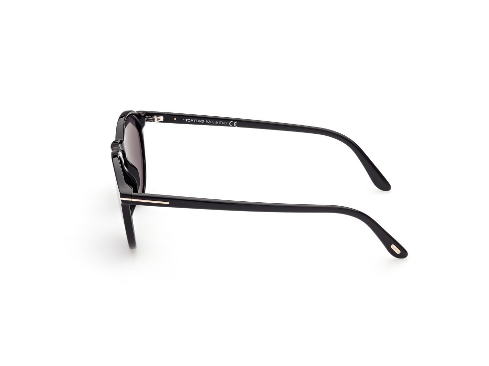 Sunglasses Tom Ford Aurele FT0904 (01A) color nero lucido shape round lenses fumo 