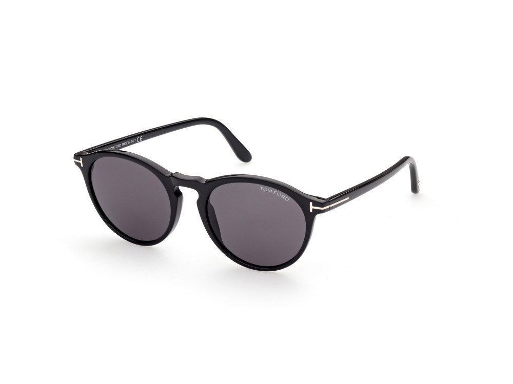 Sunglasses Tom Ford Aurele FT0904 (01A) color nero lucido shape round lenses fumo 