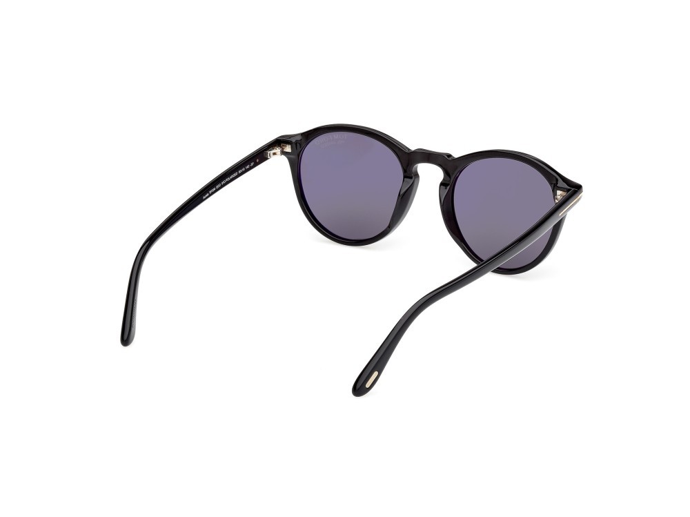 Sunglasses Tom Ford Aurele FT0904 (01D) color nero lucido shape round lenses fumo polar.
