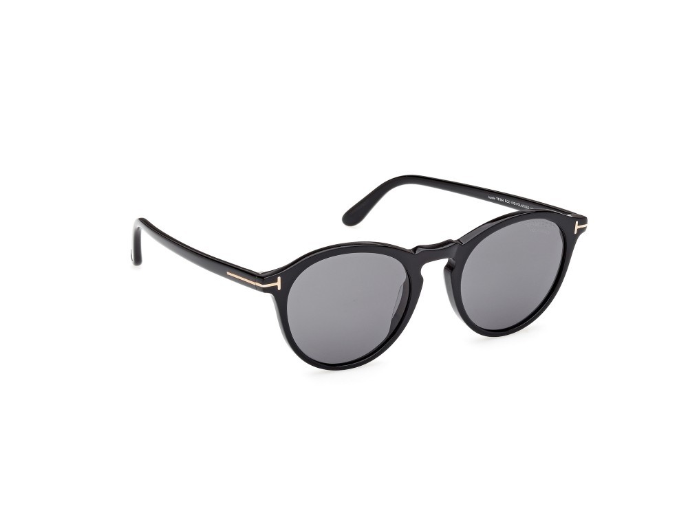 Sunglasses Tom Ford Aurele FT0904 (01D) color nero lucido shape round lenses fumo polar.